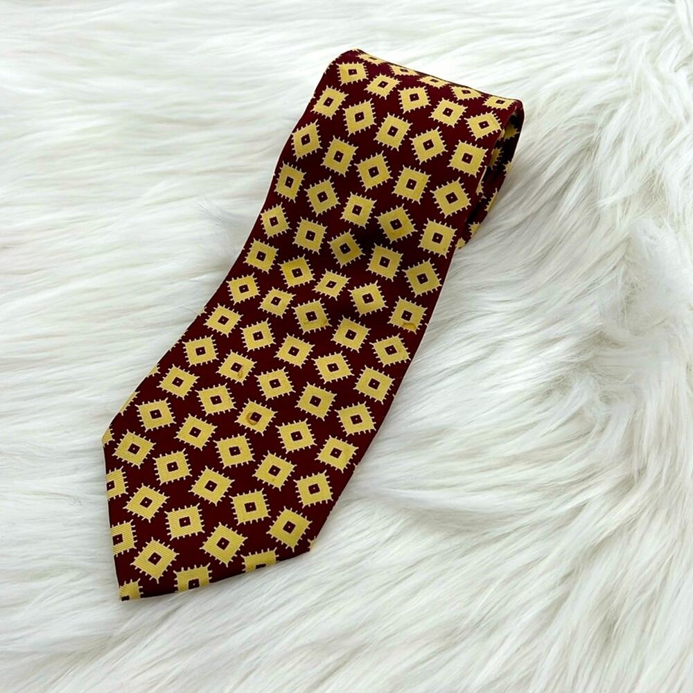 Liberty of London 100% Silk Tie - Maroon/Beige